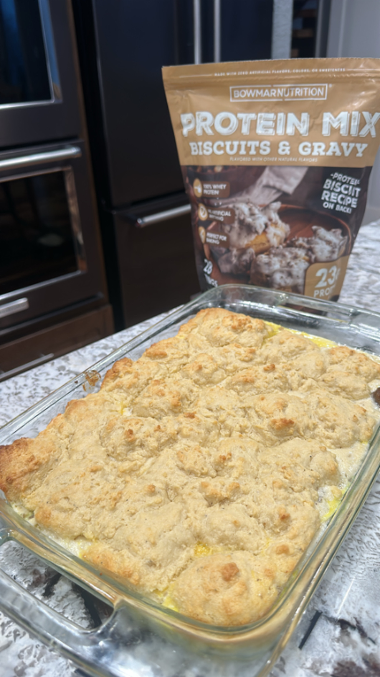 Venison Biscuits and Gravy Casserole (with protein biscuits)