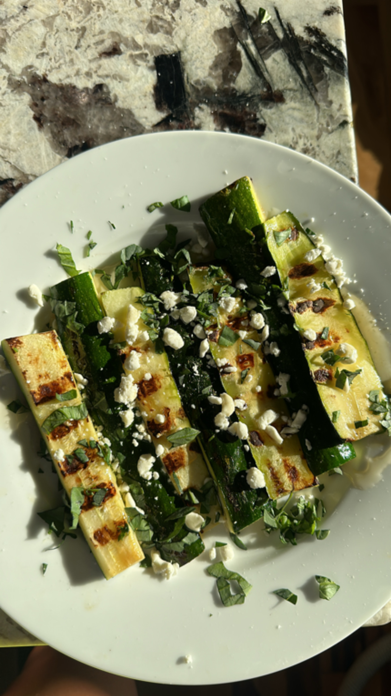 Honey Basil Grilled Zucchini with Goat Cheese