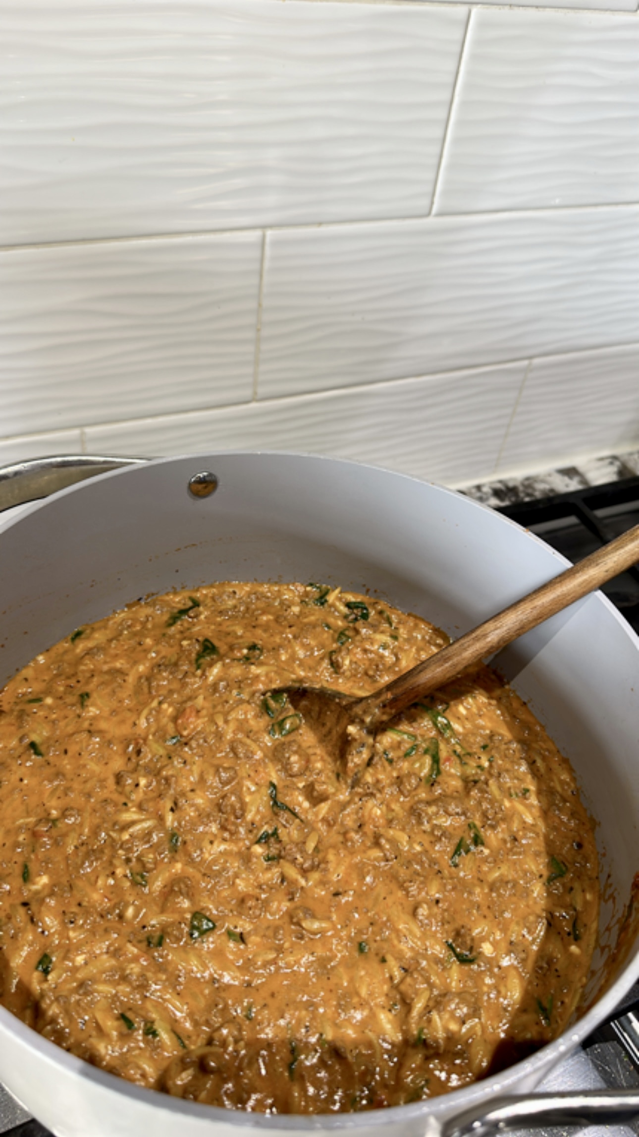 Creamy Tomato Orzo with Ground Antelope