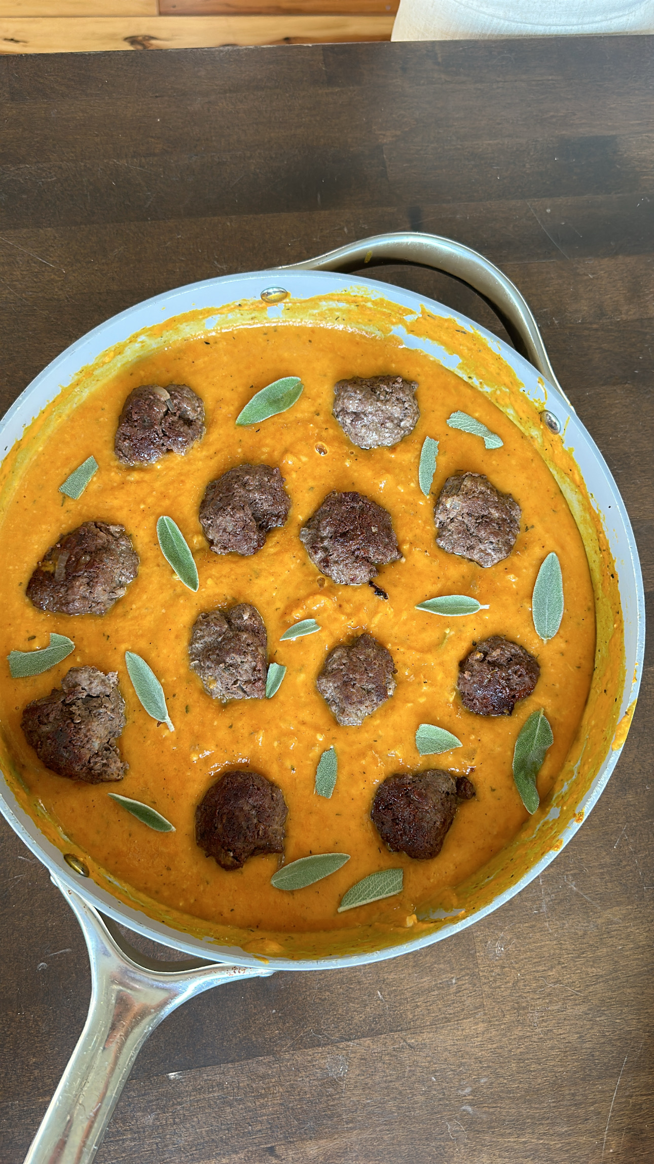 Pumpkin Sage Sauce with Elk Meatballs