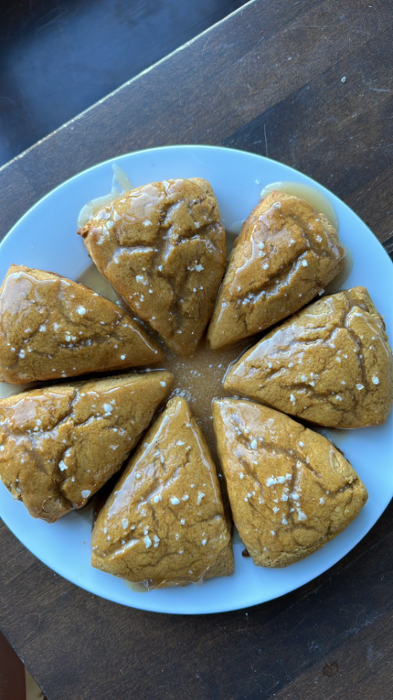 Pumpkin Scones with a Salted Maple Glaze